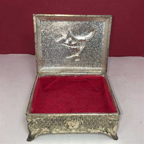 vintage metal trinket box made in japan|made in japan jewelry box.